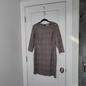 Light Brown Fitted Plaid Dress
